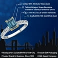 thumbnail image 2 of Gem Stone King 10K Two Tone Gold Persian Blue Moissanite and Lab Grown Diamond Engagement Ring for Women | 1.18 Cttw | Octagon 7X5MM | Gemstone Birthstone | Size 9, 2 of 6