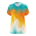 thumbnail image 5 of Plus Size Women's V-Neck Short Sleeve Tie-Dye Ombre Print Summer Basic Top, Loose Fit Stylish Plus Size Tee for Everyday Casual Wear and Weekend Outings Orange XXXL, 5 of 5