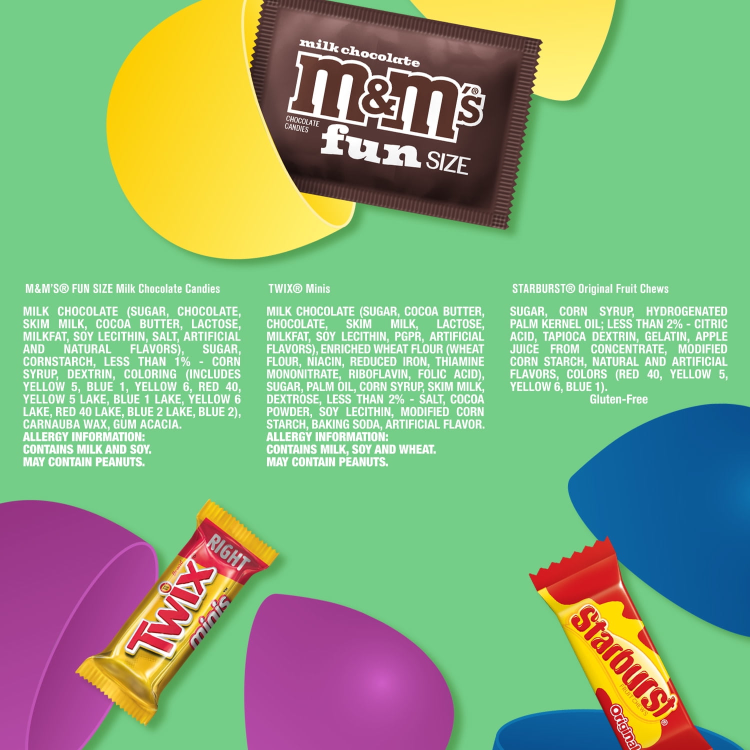 M&M's, Twix, Starburst Assorted Easter Candy Filled Eggs - 30 Ct Bag