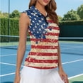 thumbnail image 5 of Uorisanigo Vintage American Flag Womens Golf Shirt Soft Polyester Spandex Fabric Womens Golf Shirt Sleeveless Patriotic Zip Up Shirts Quick Dry Outing Wear Size L, 5 of 7