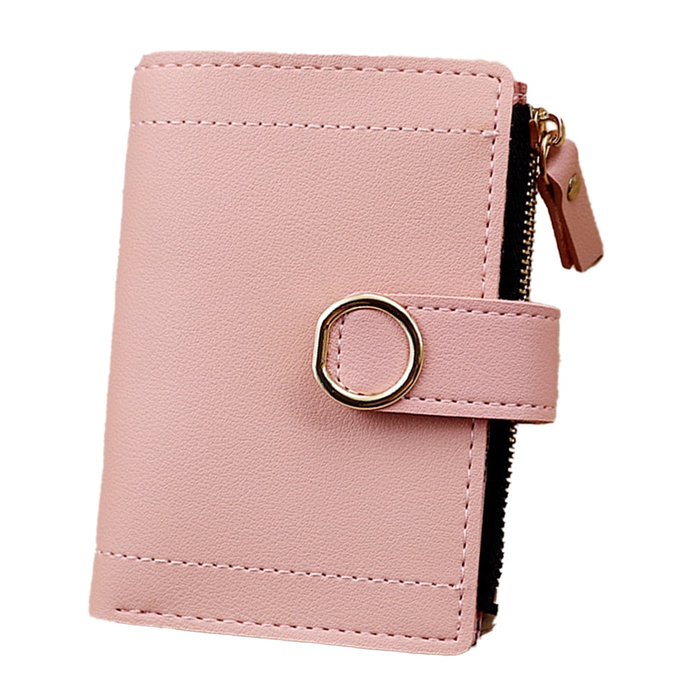 Small Women Wallet Genuine Leather RFID Blocking Bifold Zipper Pocket