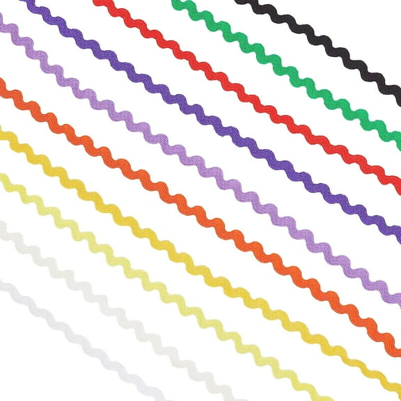 54 Yard/ 50m 10 Colors RIC Rac Wave Bending Fringe Trim Ribbon Rick Rack Wrapping Fabric Ribbon for Clothes Dress Sewing Flower Making Home Party Wedding Decoration Lace Ribbon Craft DIY