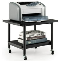 FGYRYK 2-Tier Rolling Under Desk Printer Cart Machine Stand Storage Rack Black