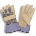 thumbnail image 2 of 12-Pack of Cordova 8305L Standard Grain Leather Palm Work Gloves, Striped Canvas Back, Rubberized Safety Cuff, Large, 2 of 2