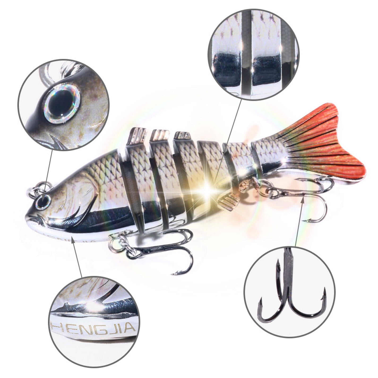 HENGJIA Fishing Lures, 6pcs Large Multi Jointed Fish Fishing Kits Slow Sinking Lifelike Swimbait Freshwater and Saltwater for Trout Bass Lures, 3.94"/0.84oz