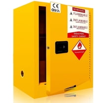 Yellow Combustible Storage Cabinet, 18.11 Inch Depth, Directional Ventilation Ports, Chemical Safety Cabinet, OSHA Approved Unit, Home Garage, Paint Manufacturer, Facility
