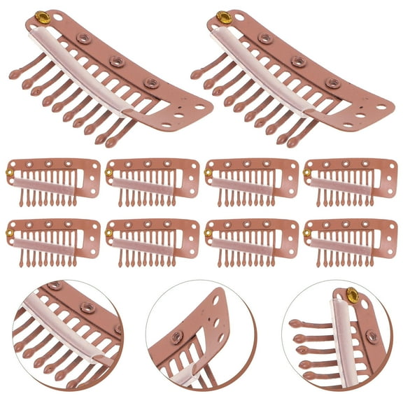 LOLIPPYY 30Pcs Brown Metal Wig Clips to Secure Wigs with Comb Teeth for Hair Extension Fixing