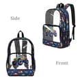 thumbnail image 2 of COEQINE Large Clear Backpack for School 17 Inch See Through Boys Bookbag for Teen College, Heavy Duty PVC Backpack for Work Travel, Casual Daypack for Concert Stadium, Colorful Monster Truck, 2 of 7