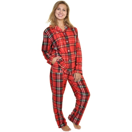 Angelina Cozy Fleece Notch Collar Pajama Set with Pockets (1-Pack)