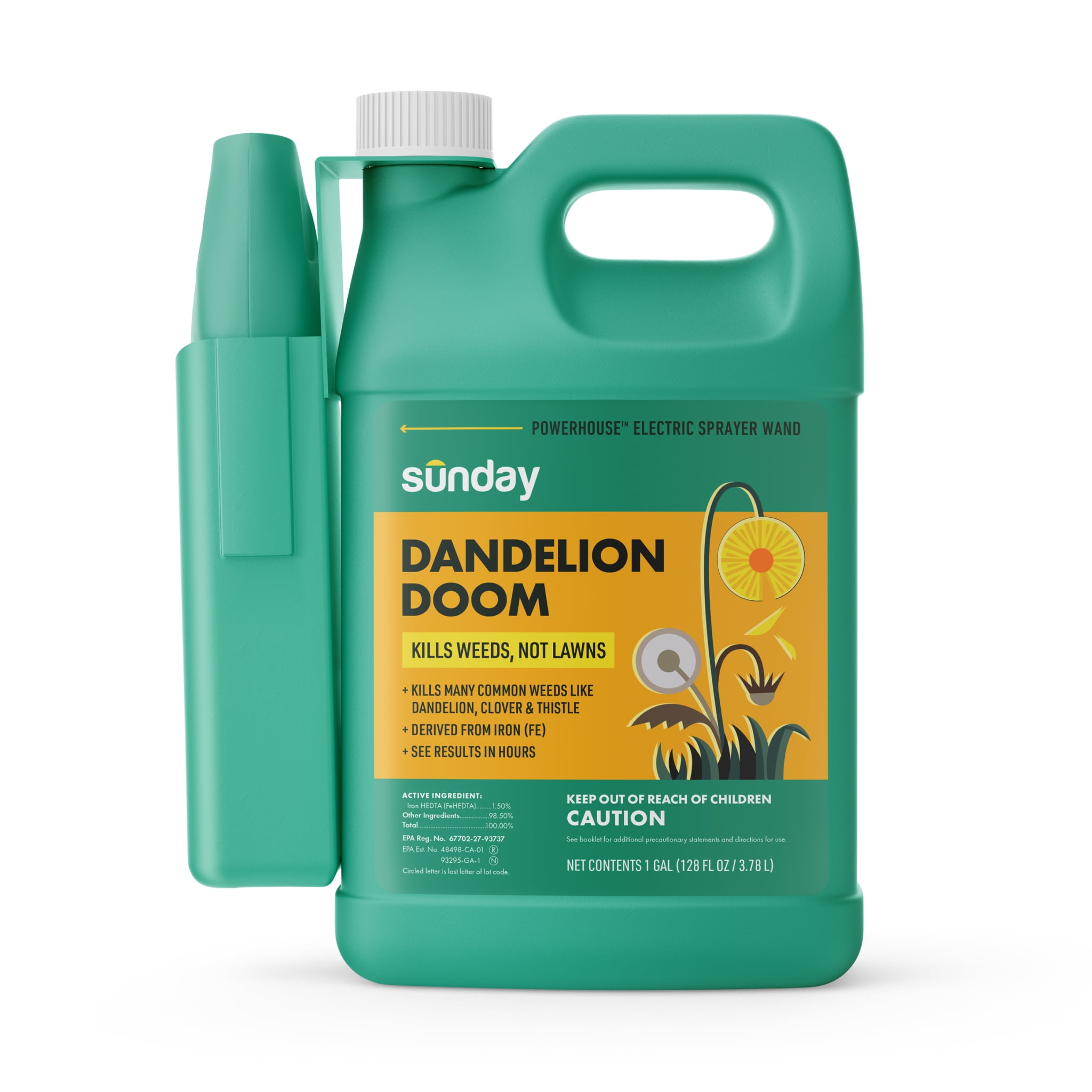 (2 pack) Sunday Dandelion Doom Broadleaf Herbicide Spot Treatment 1 gal/128 oz.