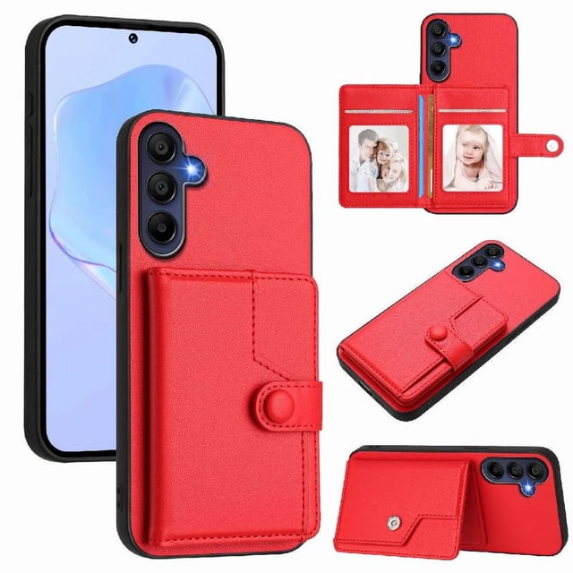 FOXDOCK Case for SAMSUNG Galaxy A16 RFID-Blocking Card Holder - Stylish Button Closure Design