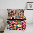 thumbnail image 5 of meiyoeat Vibrant Floral Queen Comforter Set For Men Women,Multicolor Pattern Comforter Sets Queen,Rainbow,Black Reversible,3pcs,1 Comforter and 2 Pillowcases, 5 of 7