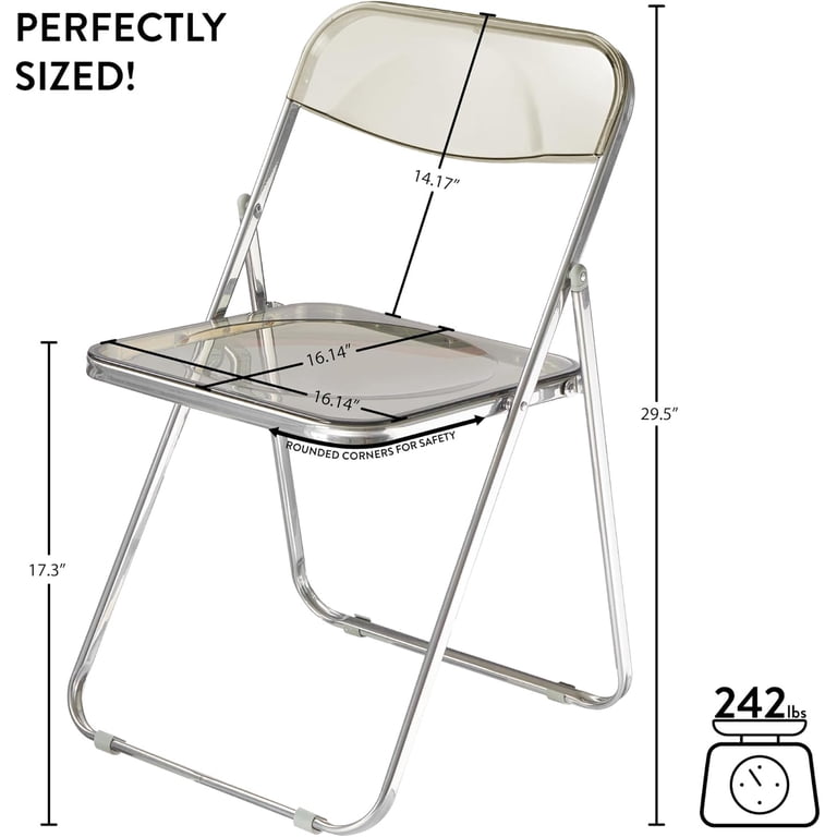 Urban Shop Transparent Acrylic Modern Folding Chair with Chrome