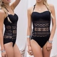 thumbnail image 4 of Women's Solid Color One Piece Swimsuit Mesh Sheer Sexy Beach Swimming Fashion Bathing Suit for Summer Resort Hot Spring Party,Black,L, 4 of 8