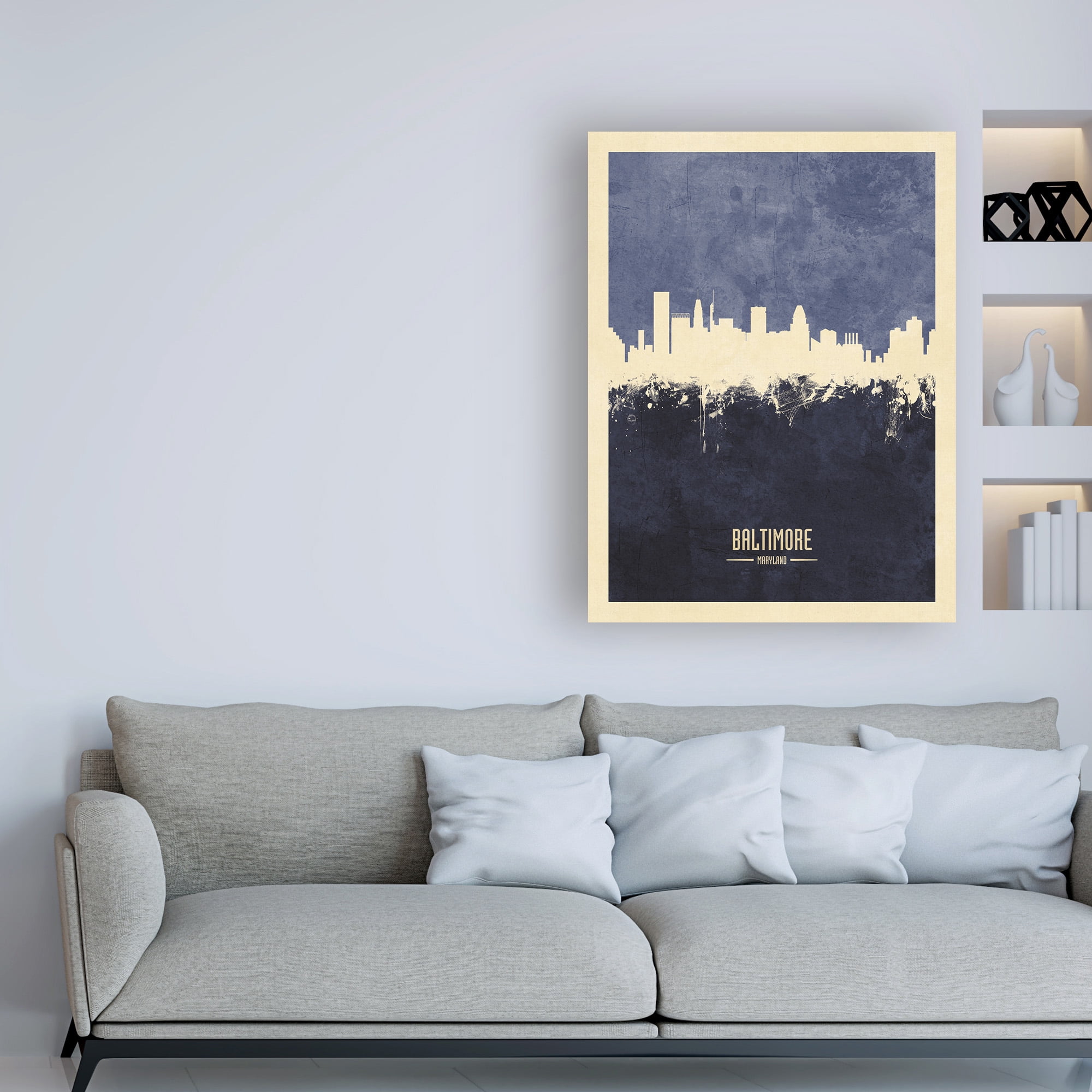 Trademark Fine Art 'Baltimore Maryland Skyline Navy' Canvas Art by Michael Tompsett