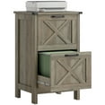thumbnail image 2 of HOMCOM 2 Drawer Vertical File Cabinet with Silent Slides, Farmhouse Filing Cabinet with Barn Doors for A4/Letter Size, Printer Stand, Distressed Gray, 2 of 9