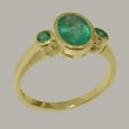thumbnail image 2 of LBG British Made Spectacular 10k Yellow Gold Natural Emerald Womens Statement Ring - 33 size options - Size 10.5, 2 of 5