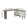 thumbnail image 3 of Madesa Modern L Shaped Desk 59 Inch with 2 Drawers and 4 Storage Shelves Home Office Corner Study Table Unit for Kids and Adults - White/Brown, 3 of 7