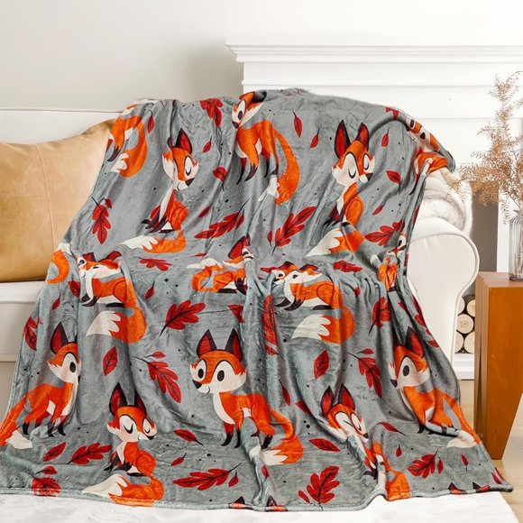 Couverture Renard Mignonne pour Femmes Filles Enfants Adultes 50 Pouces x 60 Pouces, Jeté en Flanelle pour Canapé Lit Salon, Cadeaux pour les Amoureux des Animaux