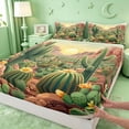 thumbnail image 4 of meiyoeat Desert Botanical Cactus Bed Sheets For Kids,Rustic Western Cowgirl Farmhouse Full Size Sheets For Girls,4 Pieces, 4 of 6