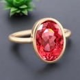 thumbnail image 3 of Oval Padparadascha Sapphire Ring September Birthstone Women Jewelry Yellow Gold Bezel Set Ring Anniversary Gift For Wife, 3 of 5