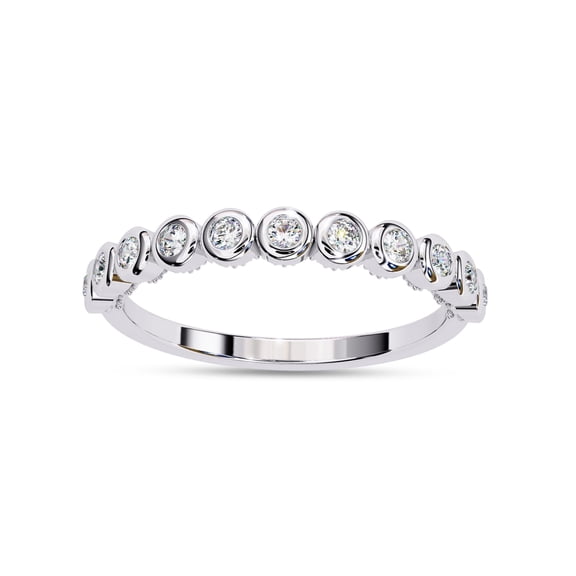 AFFY IGI Certified Lab Grown Diamond Half Eternity Bubble Wedding Band Rings for Women, Round Cut Diamond Anniversary Ring In 14K Solid White Gold F-G, VS-SI Quality (0.17 Cttw) Ring Size-4