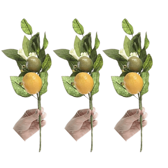 3 Fake Lemon and Lime Floral Picks - Spring/Summer Floral & Decor - Factory Direct Craft