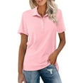 thumbnail image 3 of Womens Short Sleeve Collared Shirt Button Down Top Casual Loose Fit Summer Tee, 3 of 7