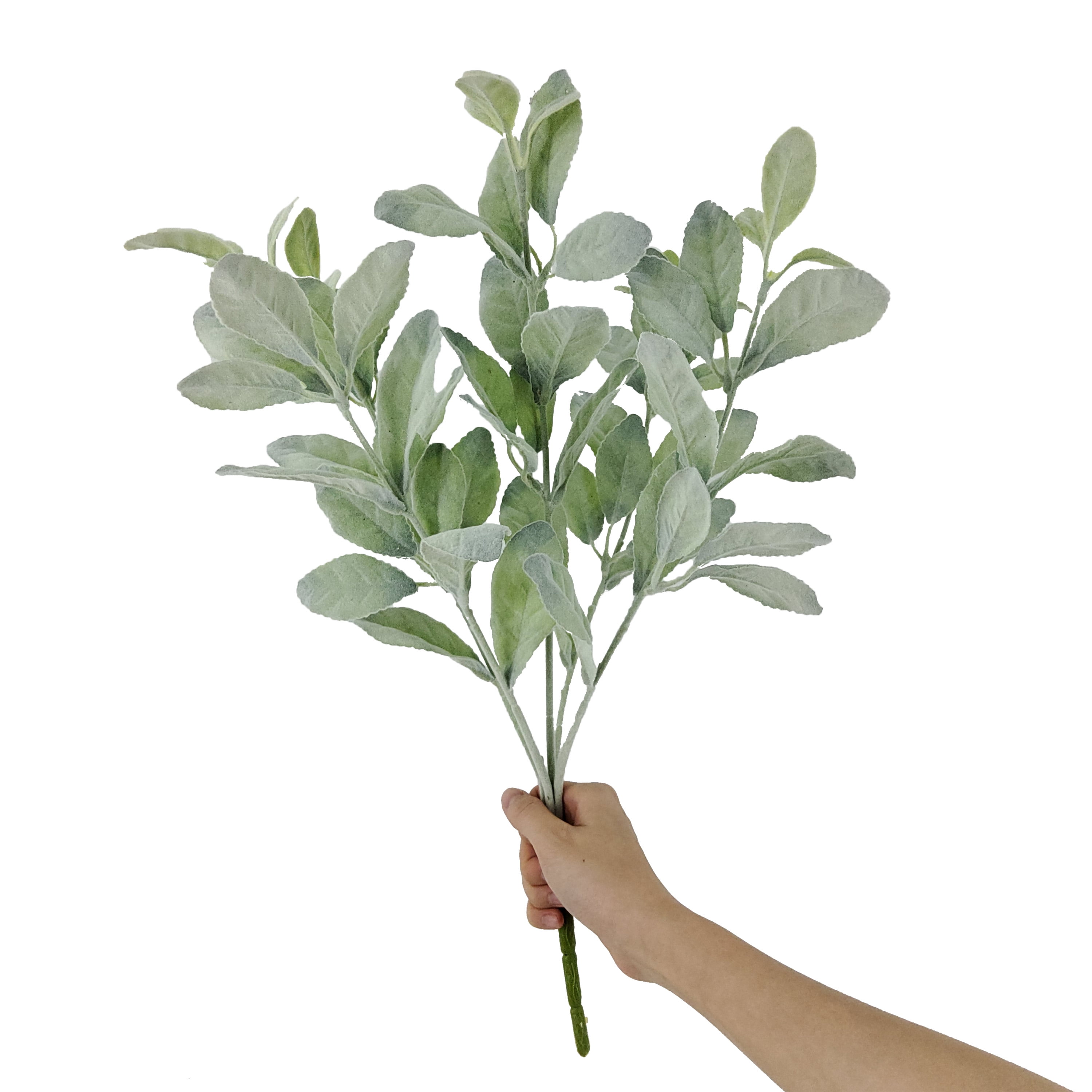 Mainstays Indoor Artificial Foliage Bush, Lamb's Ears Plant, Green Color, 19.5" Height, Pot Not Included.