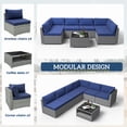 thumbnail image 5 of EAGLE PEAK 7 Piece Outdoor Wicker Patio Furniture Set with Coffee Table, Dark Blue, 5 of 10