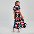 thumbnail image 2 of American Flag Jigsaw Puzzle Printed Short Sleeve Maxi Dress, American Flag Fashion Summer Maxi Dress For Women. Gifts For Us Independence Day, 4Th Of July, 2 of 4