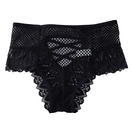 Sehao Lace Panties For Women   Woman Underwear Low Waisted Stretch Underwear Funny Gifts Black S