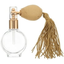 QIFULL Portable Vintage Glass Perfume Spray Bottle with Round Flat Design and Tassel Pump