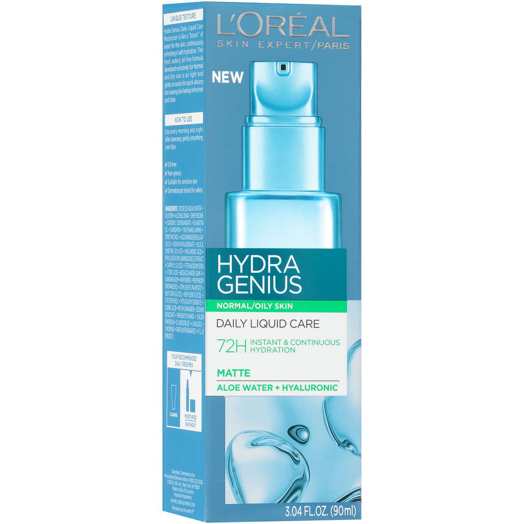 L'Oreal Paris Hydra Genius Daily Liquid Care Normal Oily Moisturizer, 3.04 fl oz