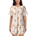 thumbnail image 1 of Balery Funny Chicken Conjunto de Pijama para Mujer con Estampado, Dos Piezas de Manga Corta y Shorts, Ropa de Dormir Suave con Cuello Redondo y Bolsillos-4X-Large, 1 of 6