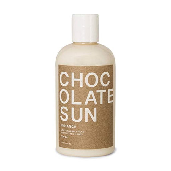 Chocolate Sun - Organic Enhance Light Tanning Cream Face & Body (Light, 8 oz) | Clean, Non-Toxic Sunless Tanning