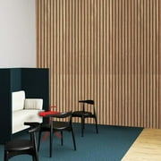 3D Wood Wall Panels | Acoustic Panels for Interior Wall Décor on Felt Back Board | Decorative Slat Panels for Wall and Ceilings | Oak/Gray Felt - 8 x 1 ft. x 2 Pack