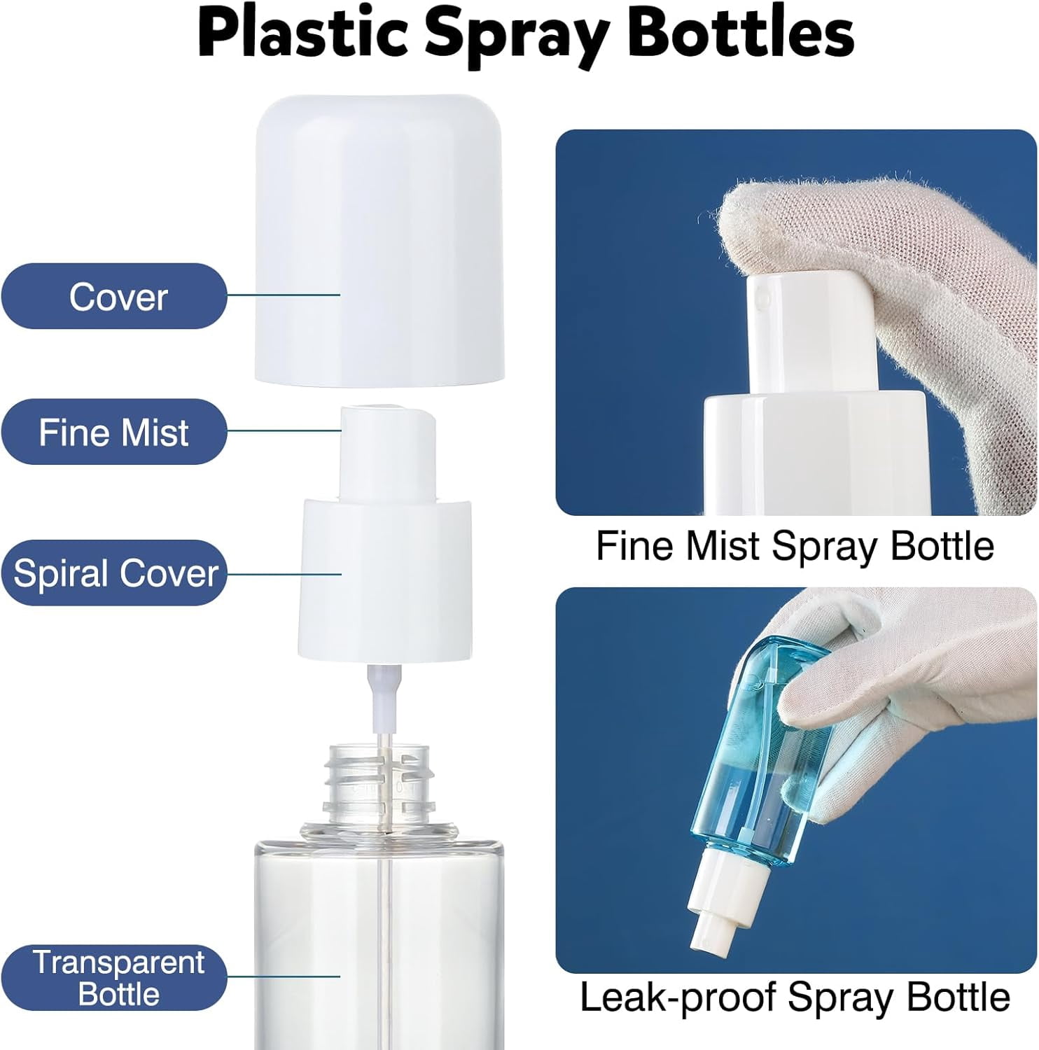Small Travel Size 3.4oz/100ml Plastic Mini Bottle Set - Fine Mist Mini Empty s - Refillable s for Cleaning Solutions, Perfume, Liquid Cosmetics