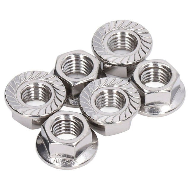 Flange Nut, A2-70 Stainless Steel Wide Use Durable Nuts 50Pcs For Maintenance For Repair M3,M4,M5,M6,M8,M10,M12