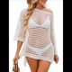 thumbnail image 2 of Vestido de Crochet de Gran Tamaño para Mujer, con Cuello y Aberturas, para Verano Albaricoque un Tamaño, 2 of 10