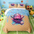 thumbnail image 2 of Manfei Kawaii Baseball Twin Quilt Set, Ice Cream Drip Twin Coverlet Set, Sky Blue Hot Pink Tan, Polka Dots Reversible 2 Pieces, 1 Bedspread and 1 Pillowcase, 2 of 7