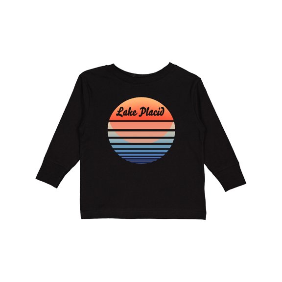 Inktastic Lake Placid Retro Sunset Boys or Girls Long Sleeve Toddler T-Shirt