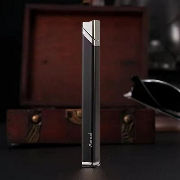 Portable Lighters, Thin Metal Lighters, Torch Lighters, Refillable Butane Lighters, Soft Flame Lighters, Cigar Lighters, Gifts for Men and Women(Black)