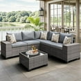 thumbnail image 3 of JOIVI 6 Pcs Patio Outdoor Furniture Conversation Set with Wide Armrest, Gray, 3 of 12