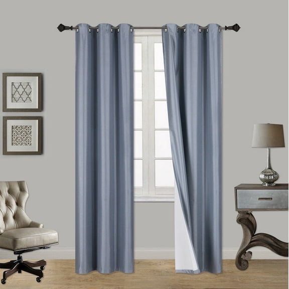 1 PAIR SSS SLATE BLACKOUT ENERGY EFFICIENT THERMAL PANEL WINDOW GROMMET DRAPE LIGHT FILTERING SIZE 35" WIDE X 84" LENGTH EACH PANEL