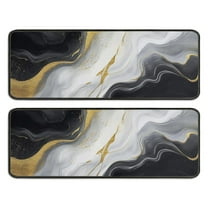 Kitchen Rugs Sets Of 2,Black White Gold Marble Pattern Anti Fatigue Kitchen Mat Rugs Non Slip Washable,Decorative Kitchen Floor Mats for Kitchen,Sink,Laundry,17"x47" 17"x47"