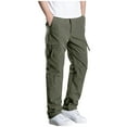 thumbnail image 6 of ZQUUVOU Mens Winter Cargo Pants Sherpa Fleece Lined Active Solid Color Warmth Workwear Elastic Waist Multiple Pockets Long Pants Olive Green, 6 of 9