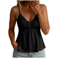 thumbnail image 1 of Fewfanhot Tops for Women Trendy Spaghetti Strap Peplum Lace Ruffle Hem Summer Cami Tank Top, 1 of 8