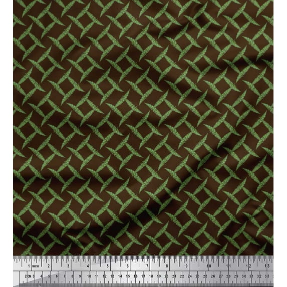 Soimoi Brown Cotton Duck Fabric Mimosa Pudica Leaves Print Fabric by Yard 58 Inch Wide