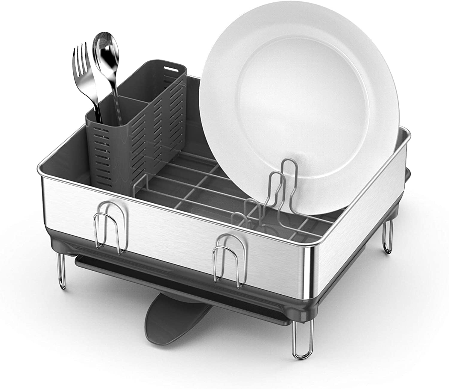 simplehuman Compact Kitchen Dish Drying Rack with Swivel Spout,  Fingerprint-Proof Stainless Steel Frame & Reviews